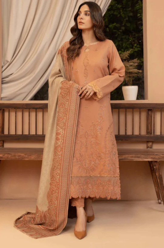 BiN iLYAS -  Winter 3PC Dhanak Embroidered Suit