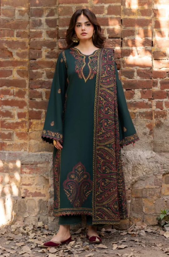 iZEL - Winter 3PC Dhanak Embroidered Suit