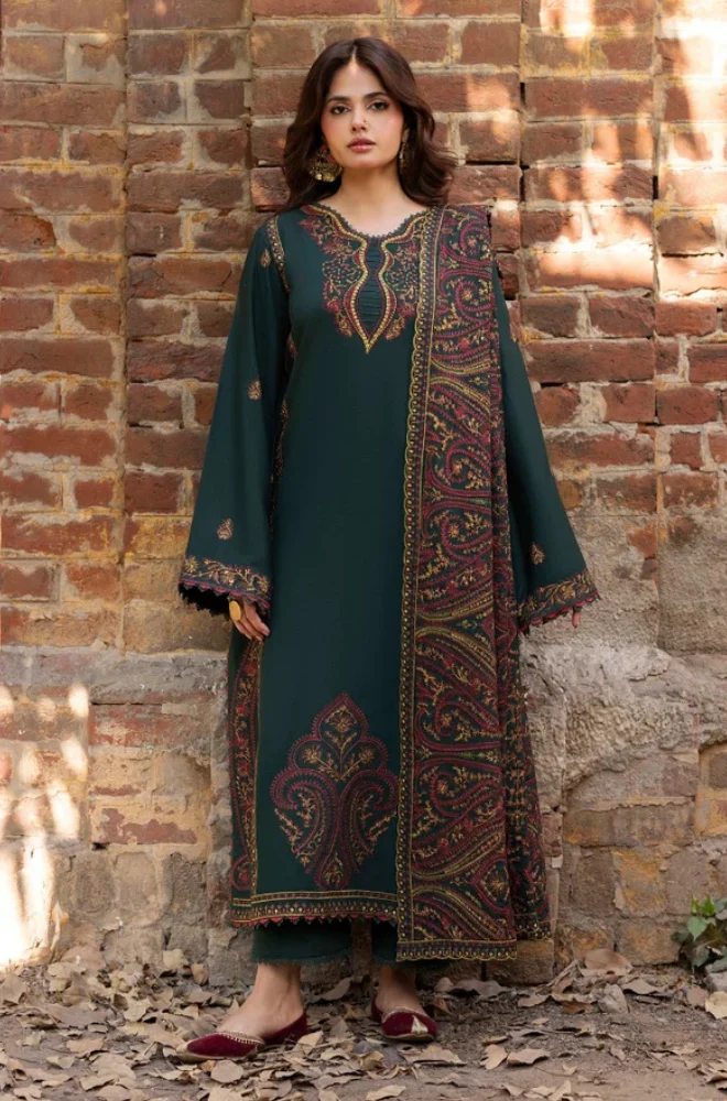 iZEL - Winter 3PC Dhanak Embroidered Suit