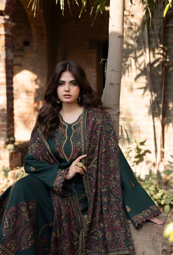 iZEL - Winter 3PC Dhanak Embroidered Suit - Image 3