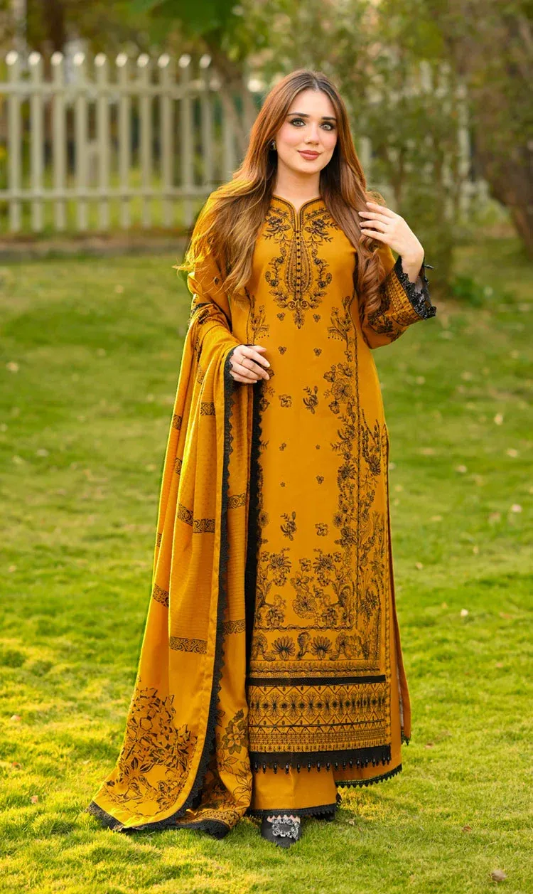 LIBASS - Winter 3PC Dhanak Embroidered Suit - Image 3