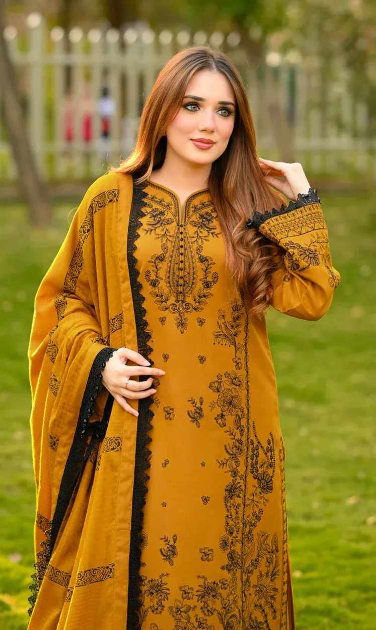 LIBASS - Winter 3PC Dhanak Embroidered Suit - Image 4