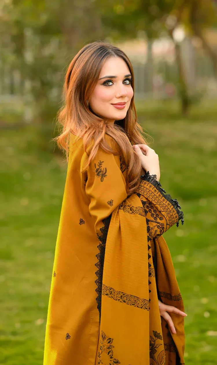 LIBASS - Winter 3PC Dhanak Embroidered Suit - Image 6