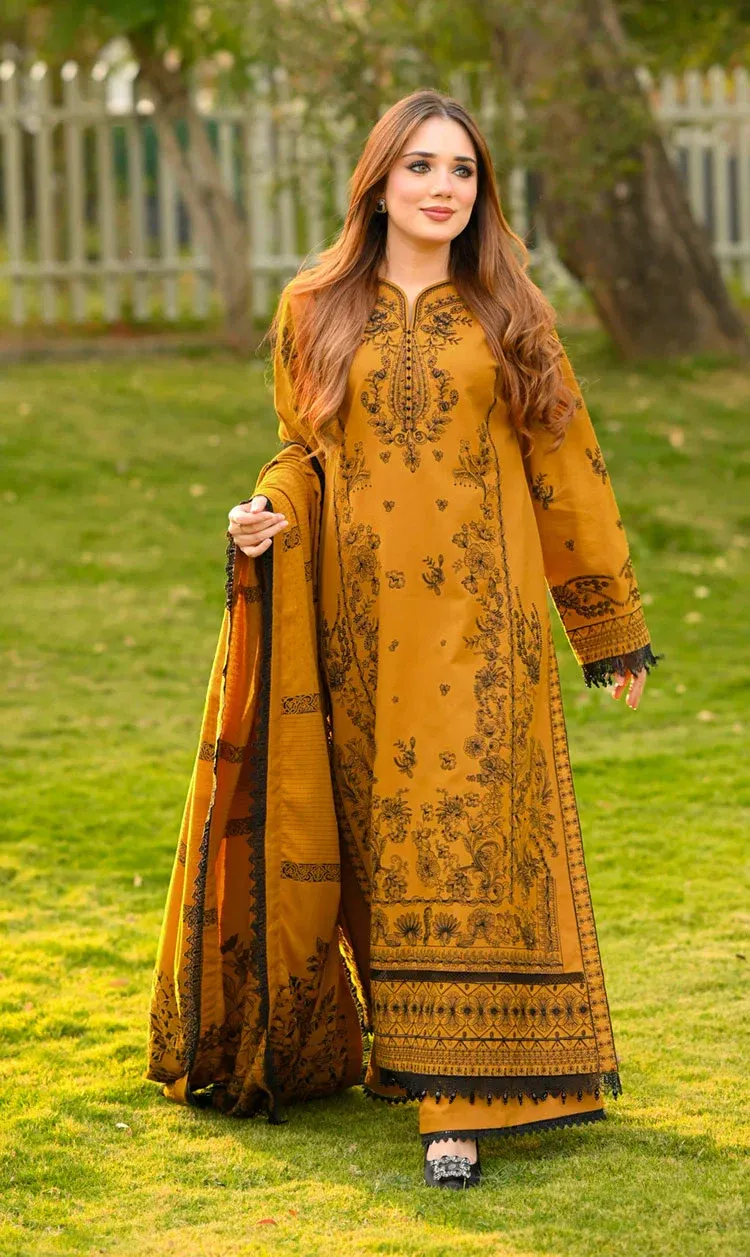 LIBASS - Winter 3PC Dhanak Embroidered Suit - Image 2