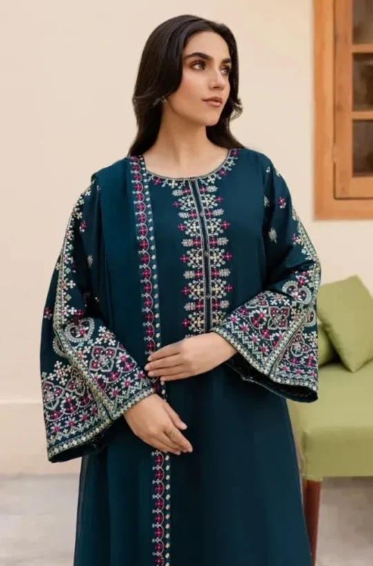 Sapphire 3PC Lawn Embroidered Shirt with Khadi Net Dupatta & Trouser - shopifysmartly.pk - image 1