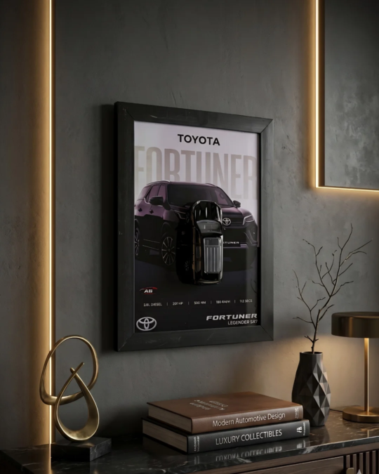 Toyota Fortuner Legender 3D Metal Car Wall Art – A4 Glass Frame