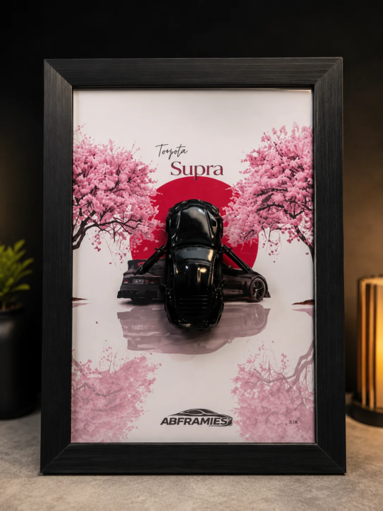 Toyota Supra Mk5 3D Metal Car Wall Art – A4 Glass Frame