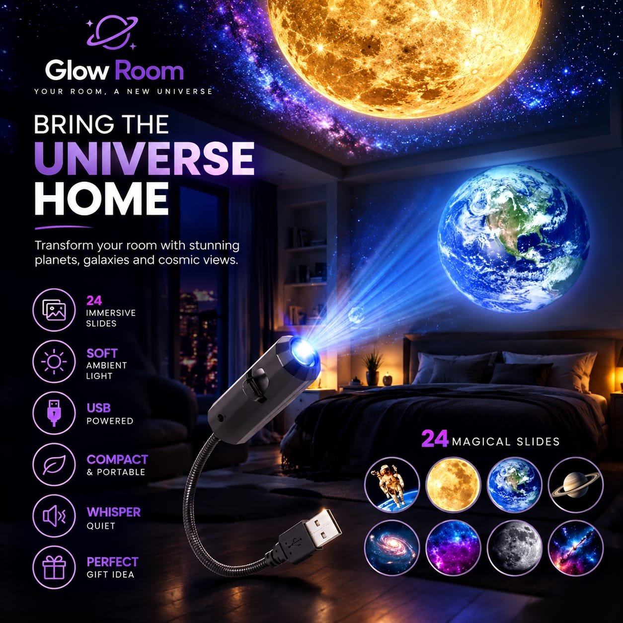 High Beam Starry Sky LED Projector – Bring the Beauty of Space to Your Room - Image 2